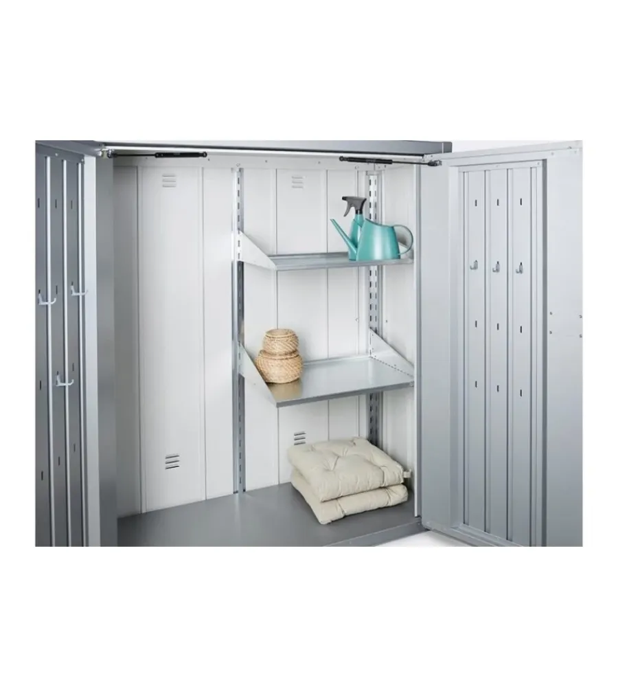 Biohort Contenitori Da Esterno|Armadio da esterno "romeo m" in acciaio grigio quarzo metallizzato, 132x57x140 cm - 58070