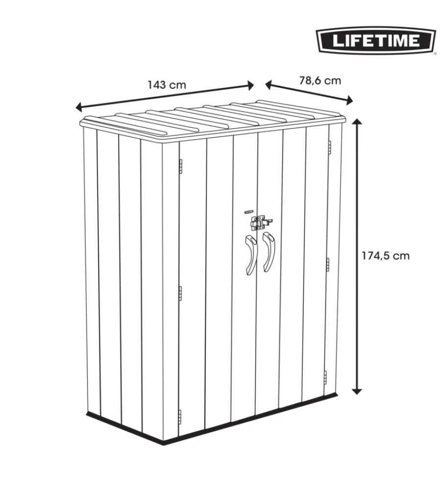 Lifetime Contenitori Da Esterno|Armadio da esterno in resina grigio 143x78,6x174,5 cm