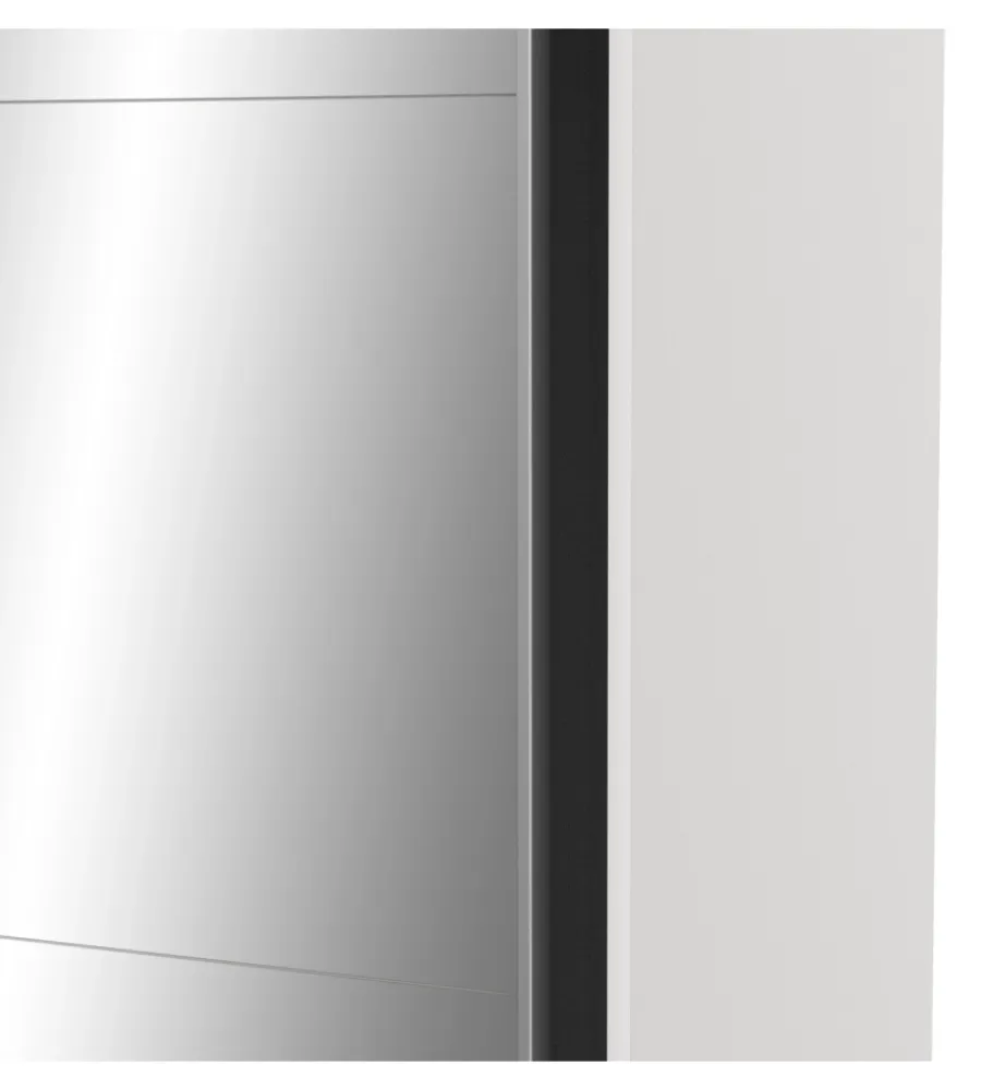 Armadi- Armadio "ghost" bianco con ante scorrevoli e specchio, 116x59x203 cm