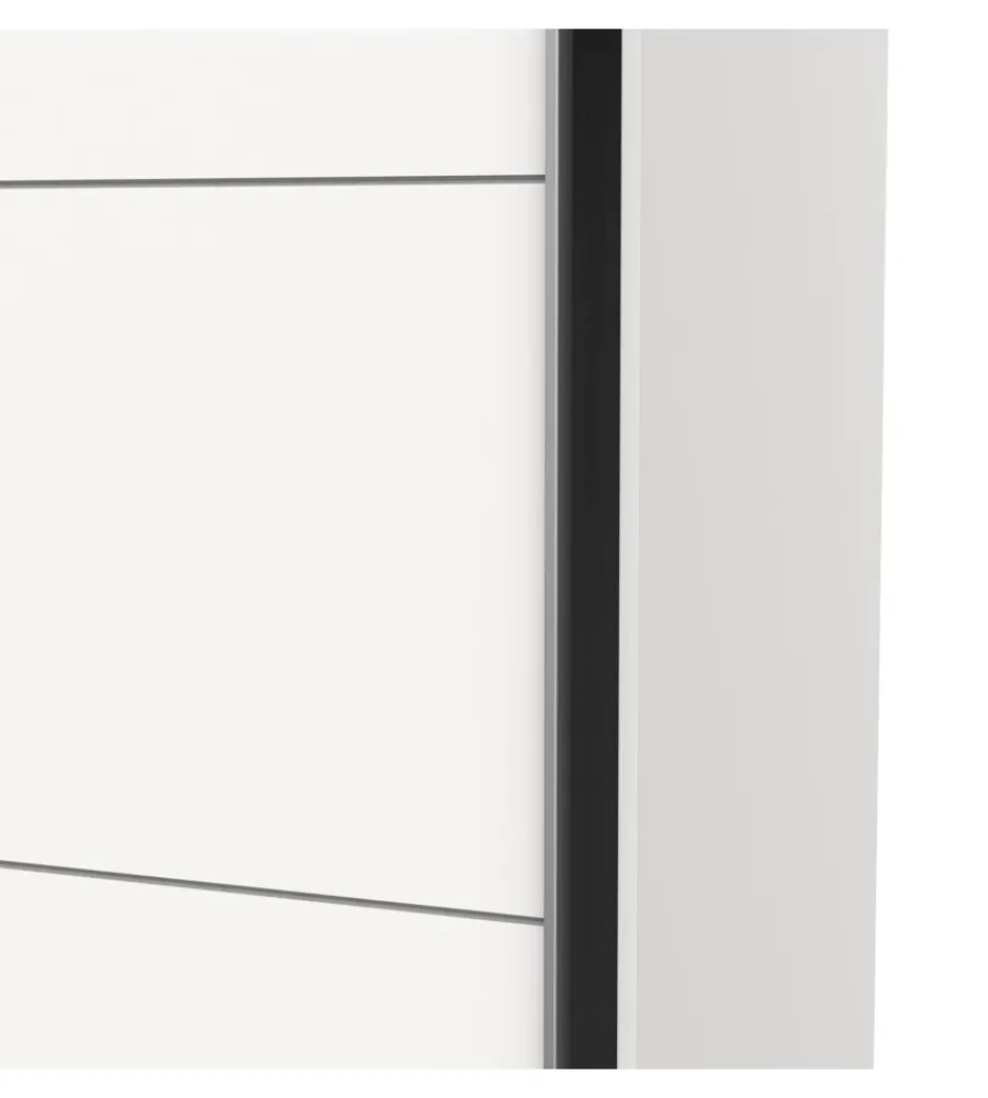 Armadi- Armadio "ghost" bianco con ante scorrevoli, 194x59x203 cm