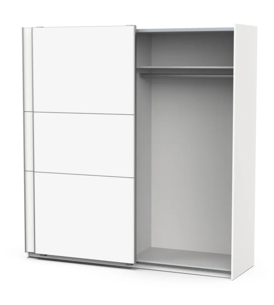 Armadi- Armadio "ghost" bianco con ante scorrevoli, 194x59x203 cm