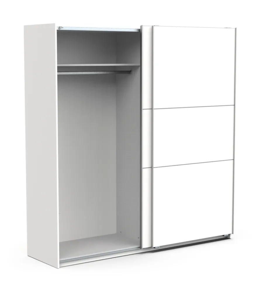 Armadi- Armadio "ghost" bianco con ante scorrevoli, 194x59x203 cm