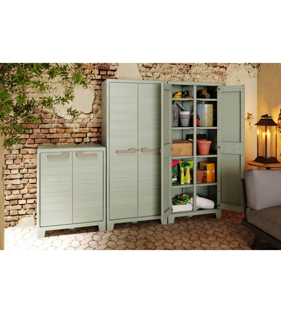 Riponimento In Resina-Keter Armadio in resina alto multispace "planet" grigio 80x44x182 cm