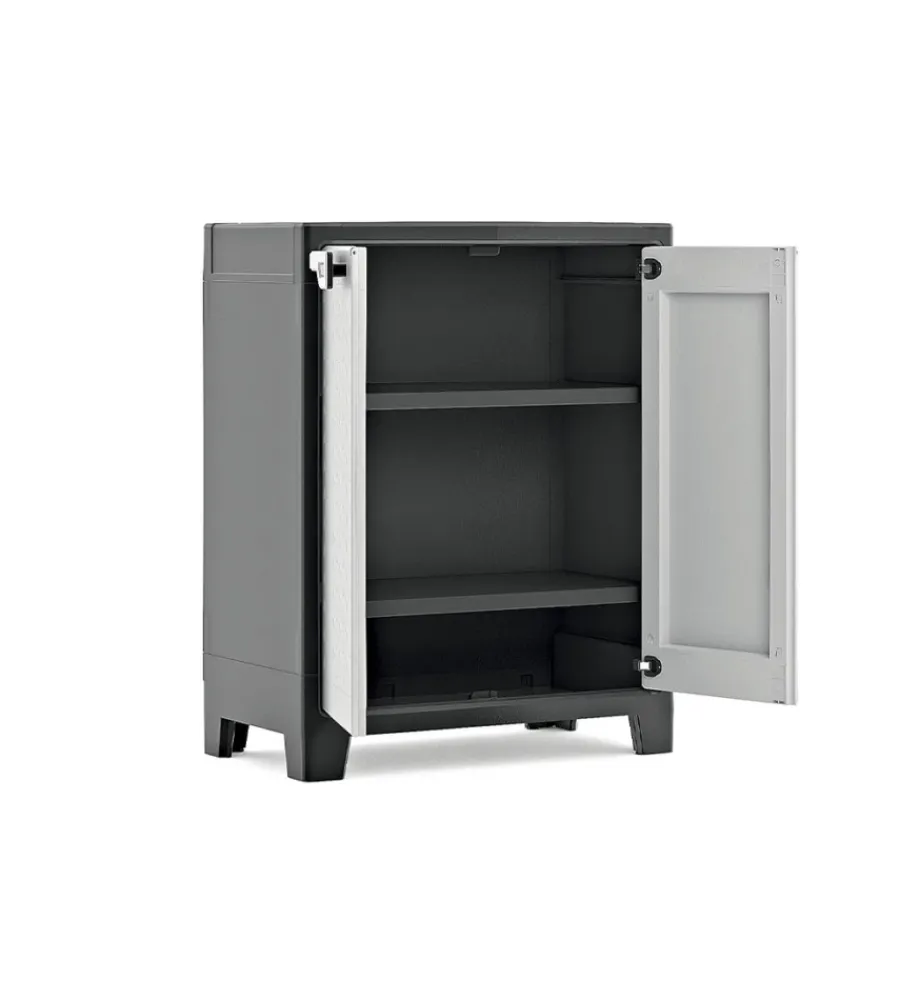 Riponimento In Resina-Keter Armadio in resina basso "titan" grigio, 80x44x100 cm