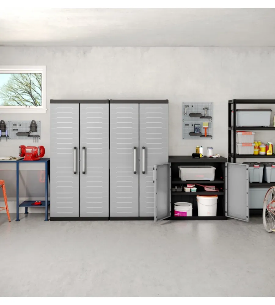 Sale Armadio in resina basso "detroit xl" grigio, 89x54x93 cm Riponimento In Resina