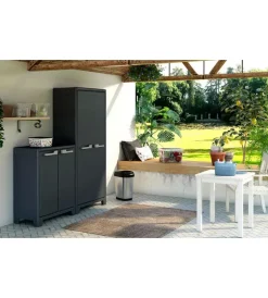 Discount Armadio in resina basso "moby" grafite, 80x44x100 cm Riponimento In Resina