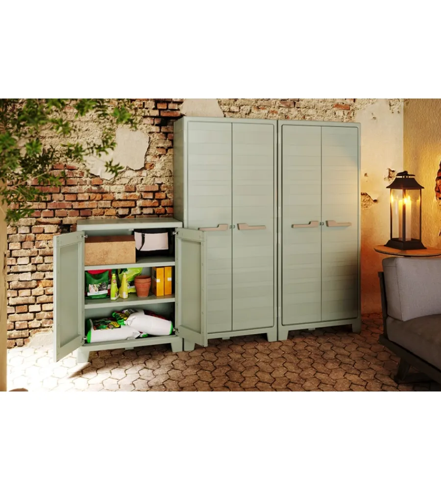Clearance Armadio in resina basso "planet" grigio 80x44x100 cm Riponimento In Resina