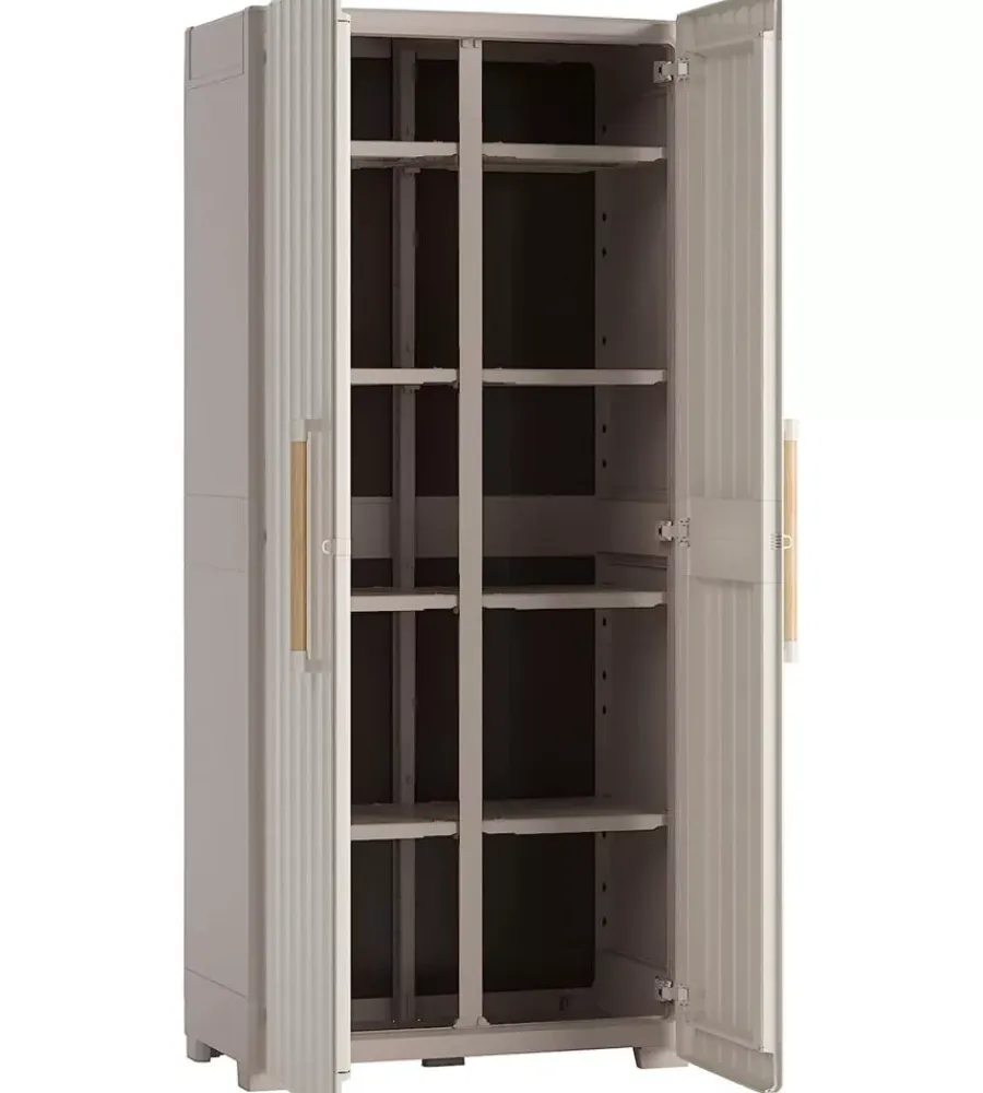 Riponimento In Resina-Keter Armadio in resina multispace "groove" beige 80x45x180 cm