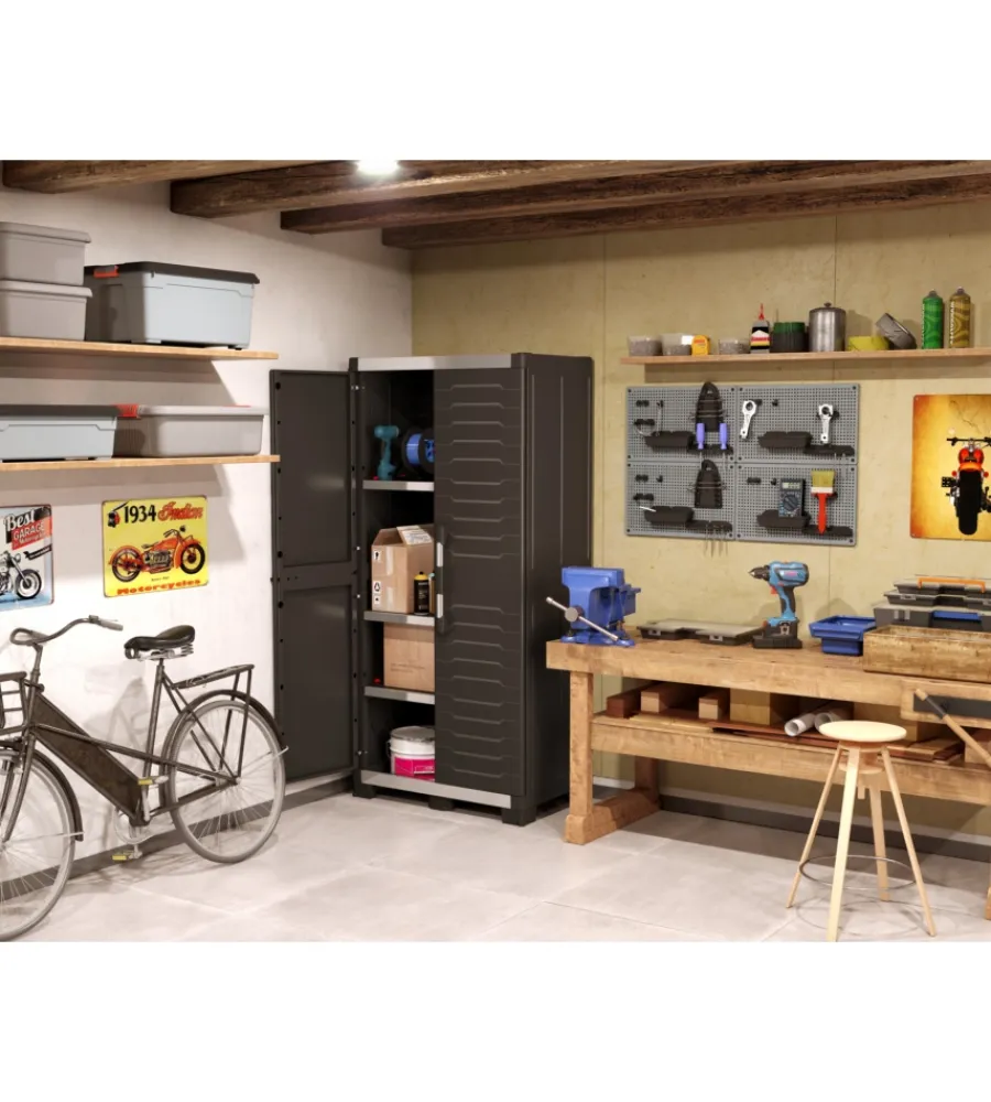 Keter Riponimento In Resina|Armadio "xl garage" in resina nero, 89x54x188 cm