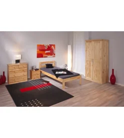 Armadi|Armadio "leon" 2 ante pino massello finitura naturale, 95x55x190 cm