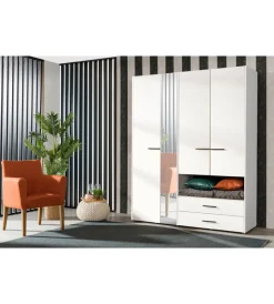 Armadi-BellaHome Armadio "lisbona" 4 ante bianco, 161x55x205 cm
