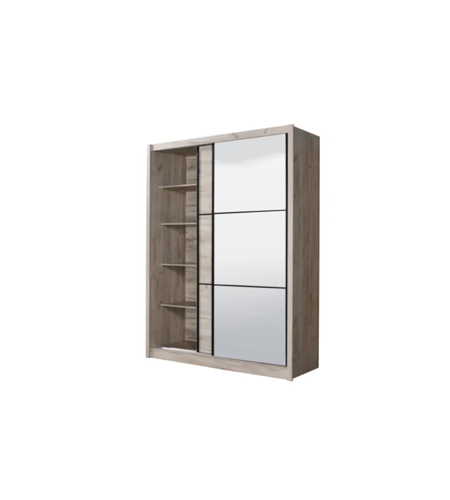 Armadi-BellaHome Armadio "madrid" 2 ante scorrevoli con specchio, 166x60x215 cm