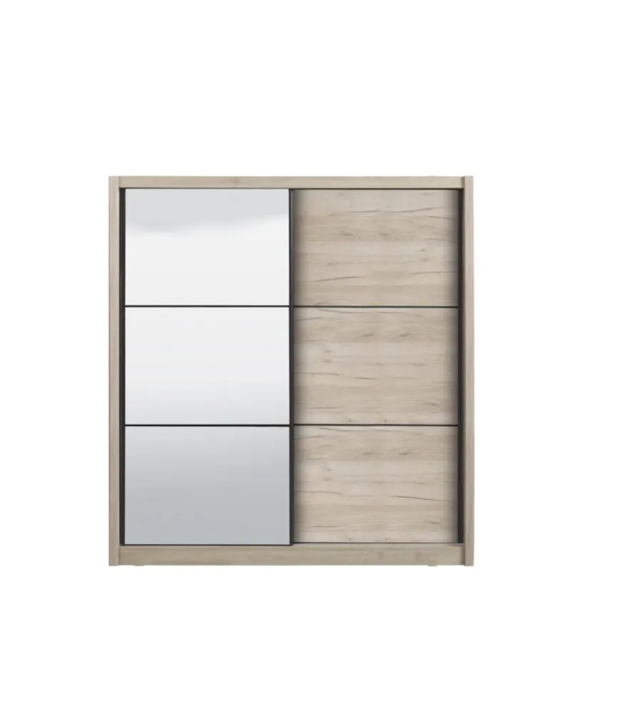 BellaHome Armadi|Armadio "madrid" 2 ante scorrevoli con specchio, 212x61x215 cm