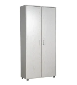 Armadi-BellaHome Armadio multifunzione in laminato bianco venato alto 78x35x170 cm