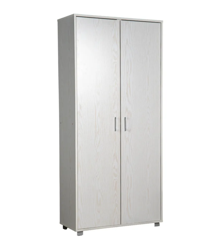 Armadi-BellaHome Armadio multifunzione in laminato bianco venato alto 78x35x170 cm