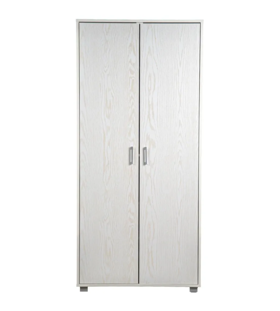 Armadi-BellaHome Armadio multifunzione in laminato bianco venato alto 78x35x170 cm