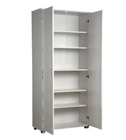Armadi-BellaHome Armadio multifunzione in laminato bianco venato alto 78x35x170 cm