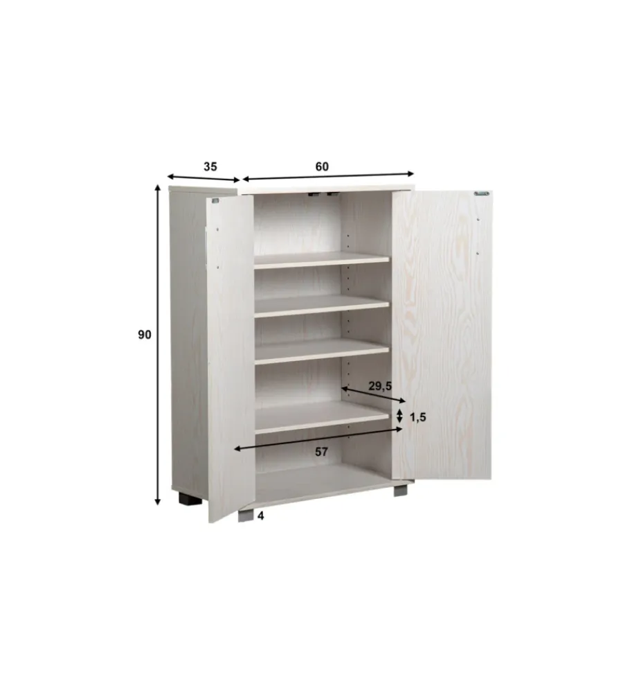 Discount Armadio multifunzione in laminato bianco venato basso 60x35x90 cm Armadi