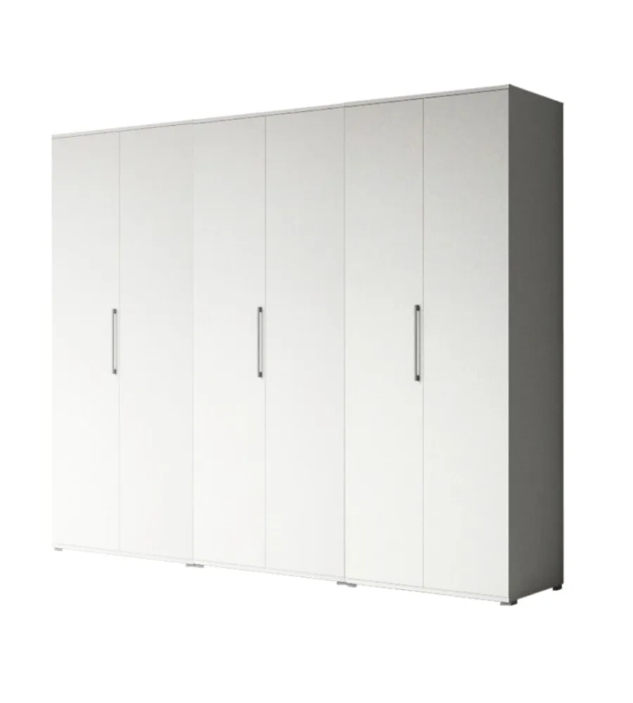 Armadi- Armadio multiuso 6 ante bianco 240x52x207 cm
