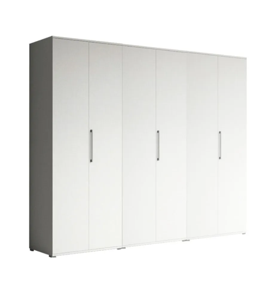 Armadi- Armadio multiuso 6 ante bianco 240x52x207 cm