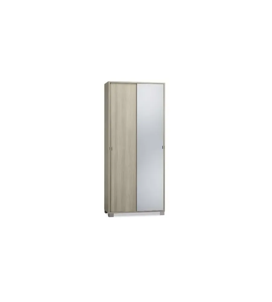 Mobili Multiuso-Sarmog Armadio olmo 2 ante scorrevoli 1 a specchio, 78x181x35 cm