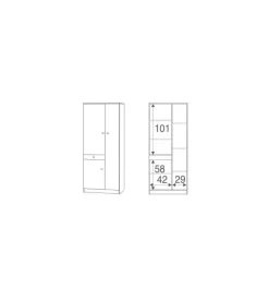 Mobili Multiuso-Sarmog Armadio portabiancheria 3 ante 1 cassetto, 77x34x183 cm