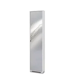 Armadio scarpiera bianca con anta a specchio, 43x190x18 cm Scarpiere