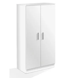 Scarpiere|Armadio scarpiera bianca con 2 ante, 55x108x36 cm