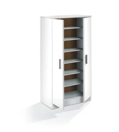 Scarpiere|Armadio scarpiera bianca con 2 ante, 55x108x36 cm