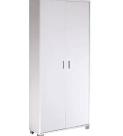 Scarpiere-Sarmog Armadio scarpiera bianco fiammato con 2 ante, 83x190x29 cm