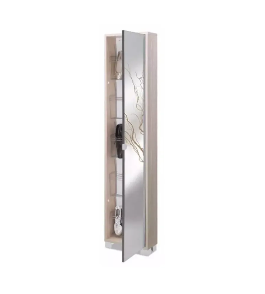 Scarpiere-Sarmog Armadio scarpiera olmo con anta a specchio, 43x190x18 cm