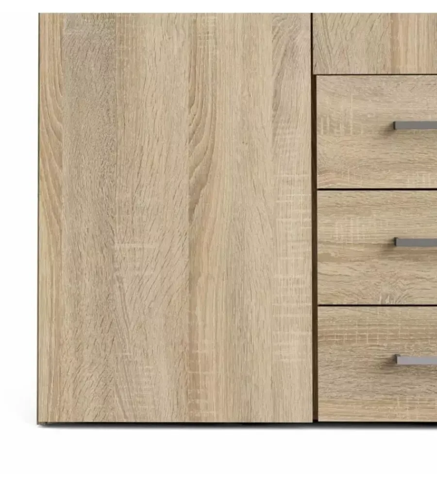 Armadi- Armadio "space" con 4 ante 3 cassetti effetto quercia, 154x49,5x200,4h cm