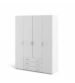 Discount Armadio "space" con 4 ante e 3 cassetti bianco, 154x49,5x200,4 cm Armadi