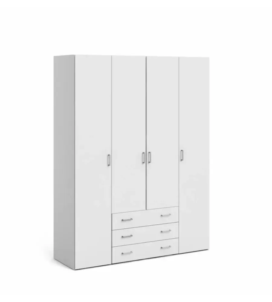 Discount Armadio "space" con 4 ante e 3 cassetti bianco, 154x49,5x200,4 cm Armadi