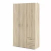 Armadi|Armadio "space" con 3 ante e 3 cassetti effetto quercia, 115,8x49,50x200,40h cm