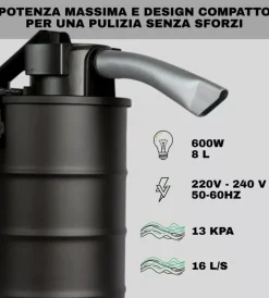 Aspiratori-Larx Aspiracenere elettrico 600 w 8 lt