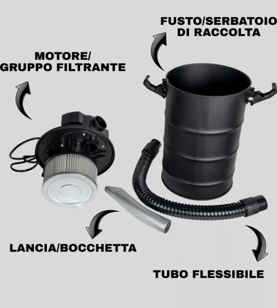Aspiratori-Larx Aspiracenere elettrico 600 w 8 lt