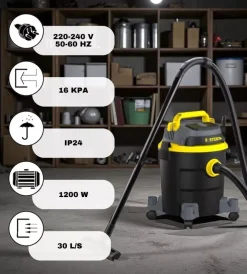 System+ Aspiratori|Aspiratore solidi liquidi elettrico 1200w 20lt 30l/s