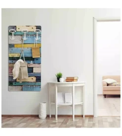 Decorazione Ambienti- Attaccapanni "country" in legno con 5 ganci, 45x90x1 cm