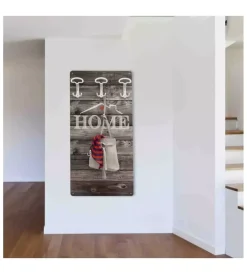 Decorazione Ambienti- Attaccapanni "home" in legno con 5 ganci, 45x90x1 cm