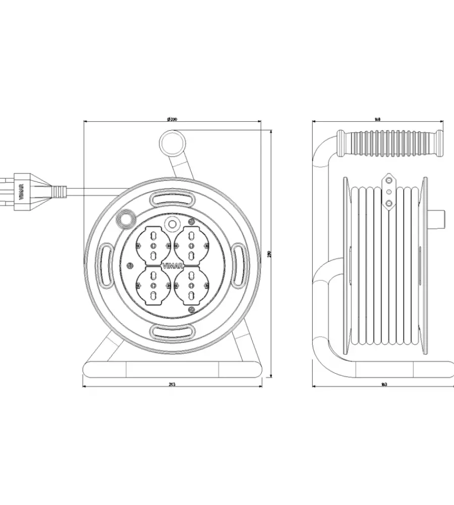 Vimar Avvolgicavi|Avvolgicavo 16a 4 uscite universali 15 m