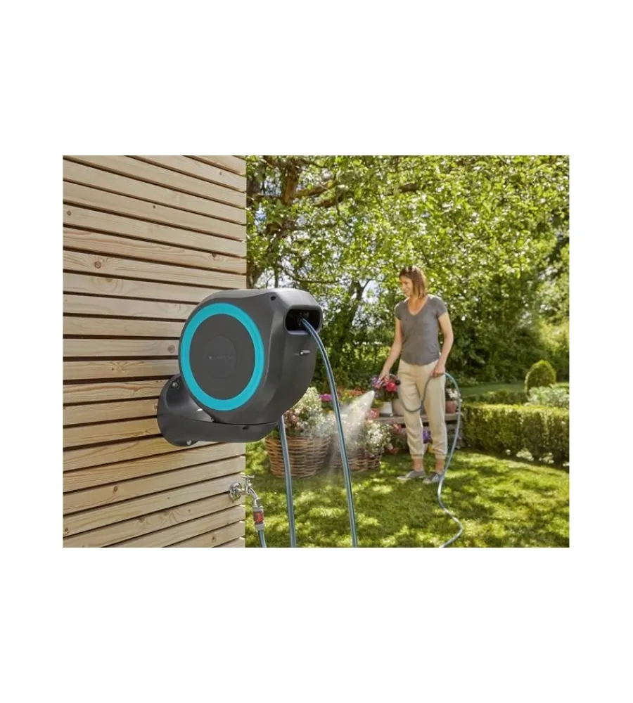 Irrigazione-Gardena Avvolgitubo a parete automatico "rollup s" in plastica 54x23,5x43,7 cm