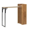 Mobili Multiuso- Banco bar porta bottiglie con tavolo estraibile nero e legno scuro, 122x44,5x108 cm