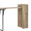 Mobili Multiuso|Banco bar porta bottiglie con tavolo estraibile nero e legno chiaro, 122x44,5x108 cm