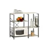 Cucina- Banco da cucina in metallo bianco e grigio con 5 ripiani, 90x40x82 cm