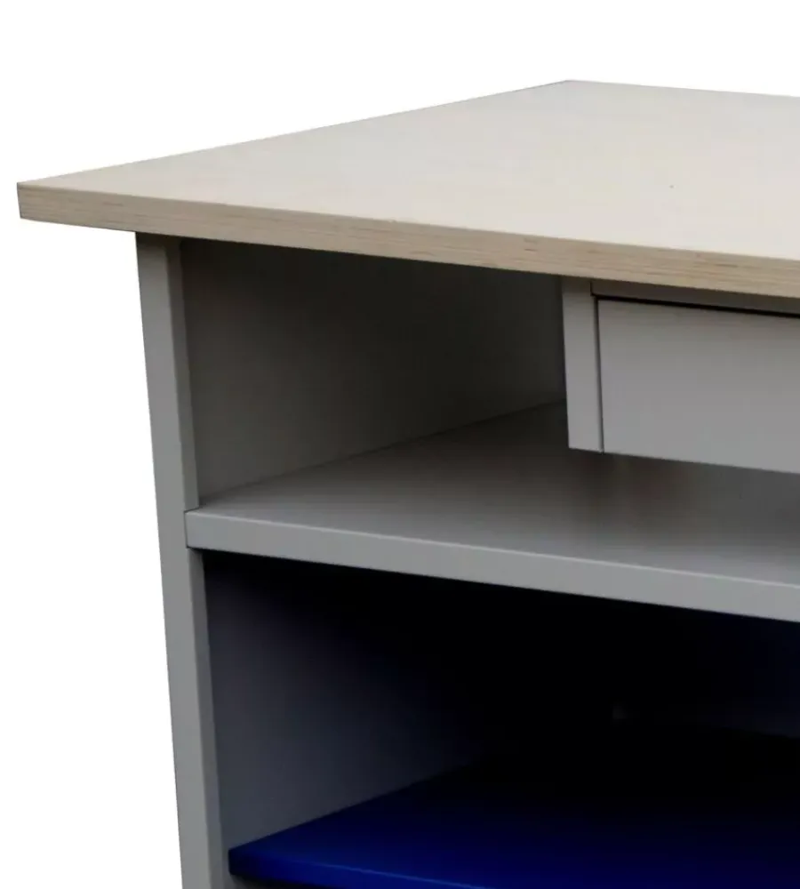 Officina E Garage- Banco da lavoro con ripiani e anta, 120x60x84 cm