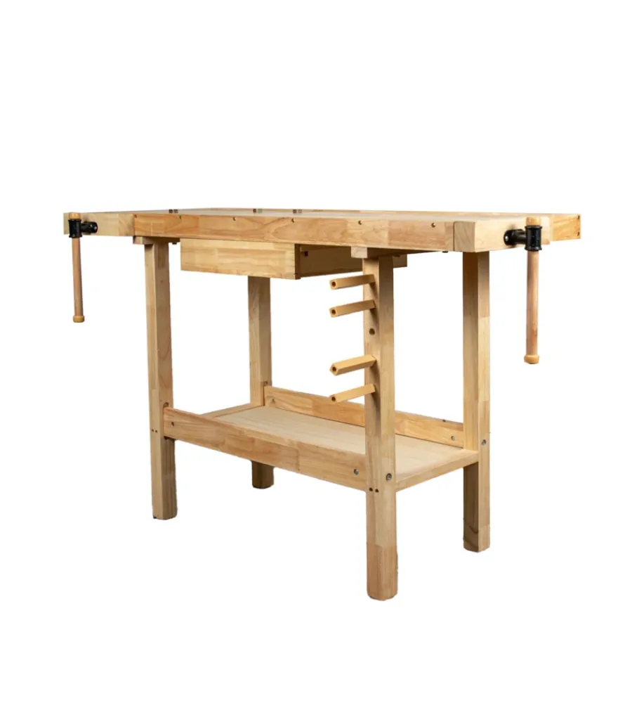 Officina E Garage- Banco da lavoro easy system in legno di quercia 148x61x86cm