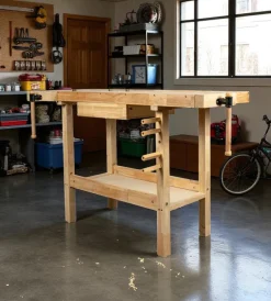 Officina E Garage- Banco da lavoro easy system in legno di quercia 148x61x86cm