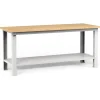 Officina E Garage|Banco da lavoro garage fisso fami "work" in legno di faggio e lamiera grigio chiaro 200x75x88,2 cm