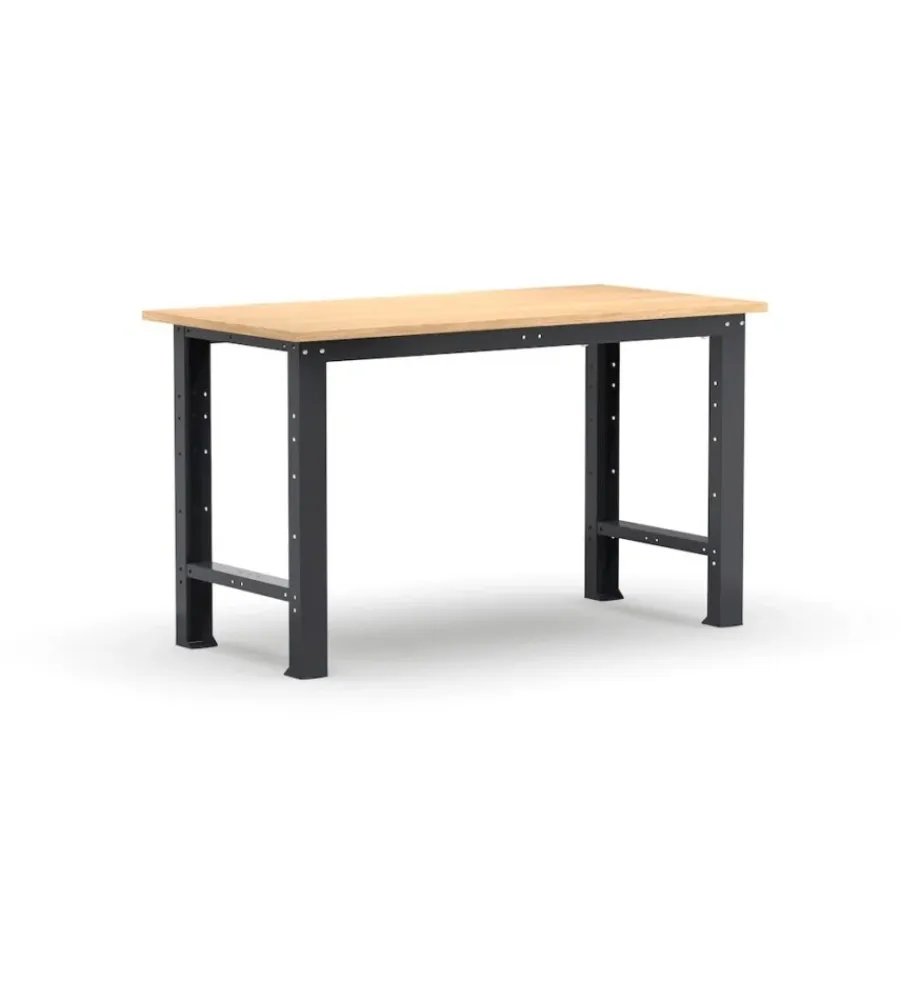 Officina E Garage|Banco da lavoro garage fisso fami "linea 391" in legno di faggio e lamiera grigio antracite 102,4x75x87,7 cm